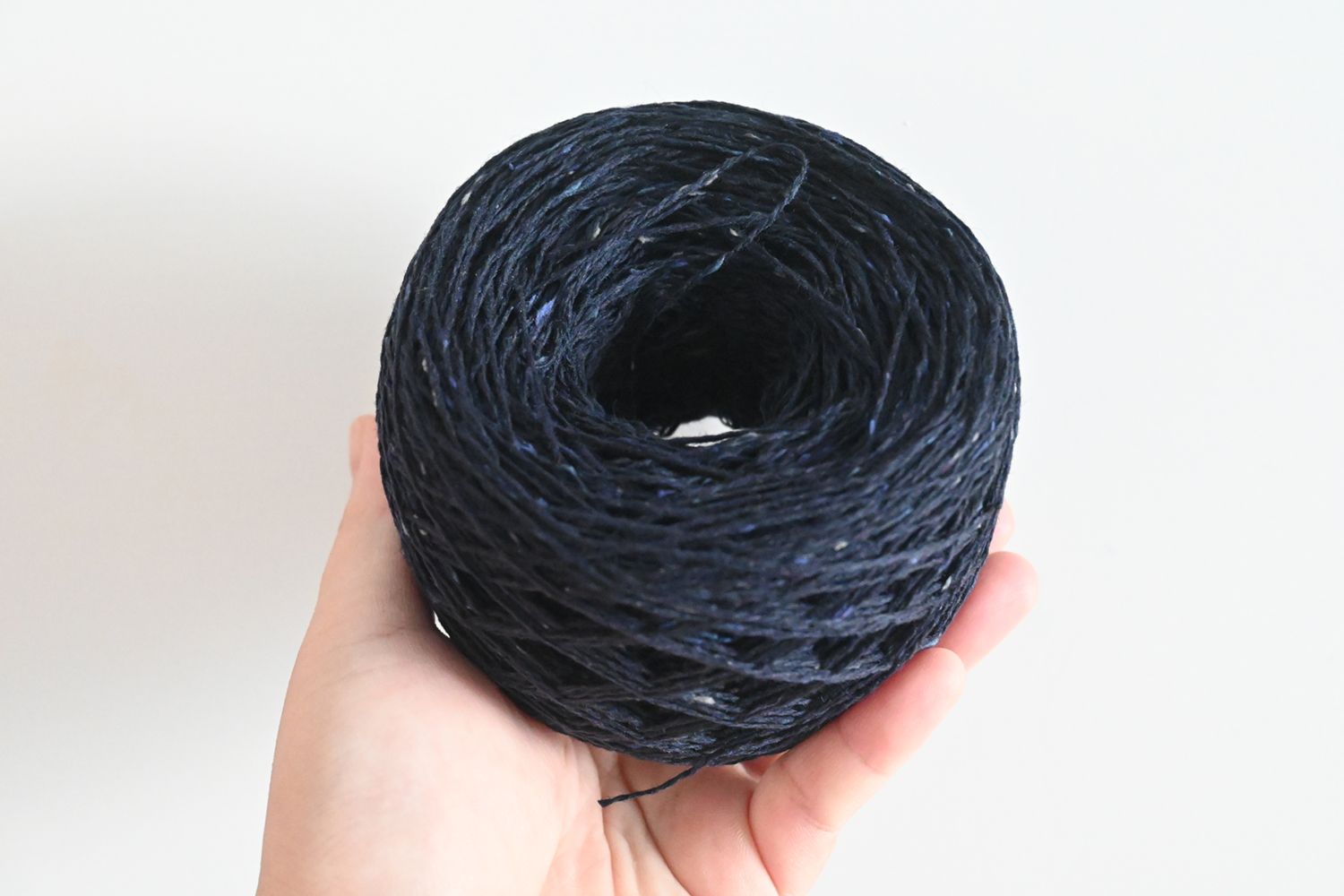 （球紗）藏藍色羊毛彩點細線