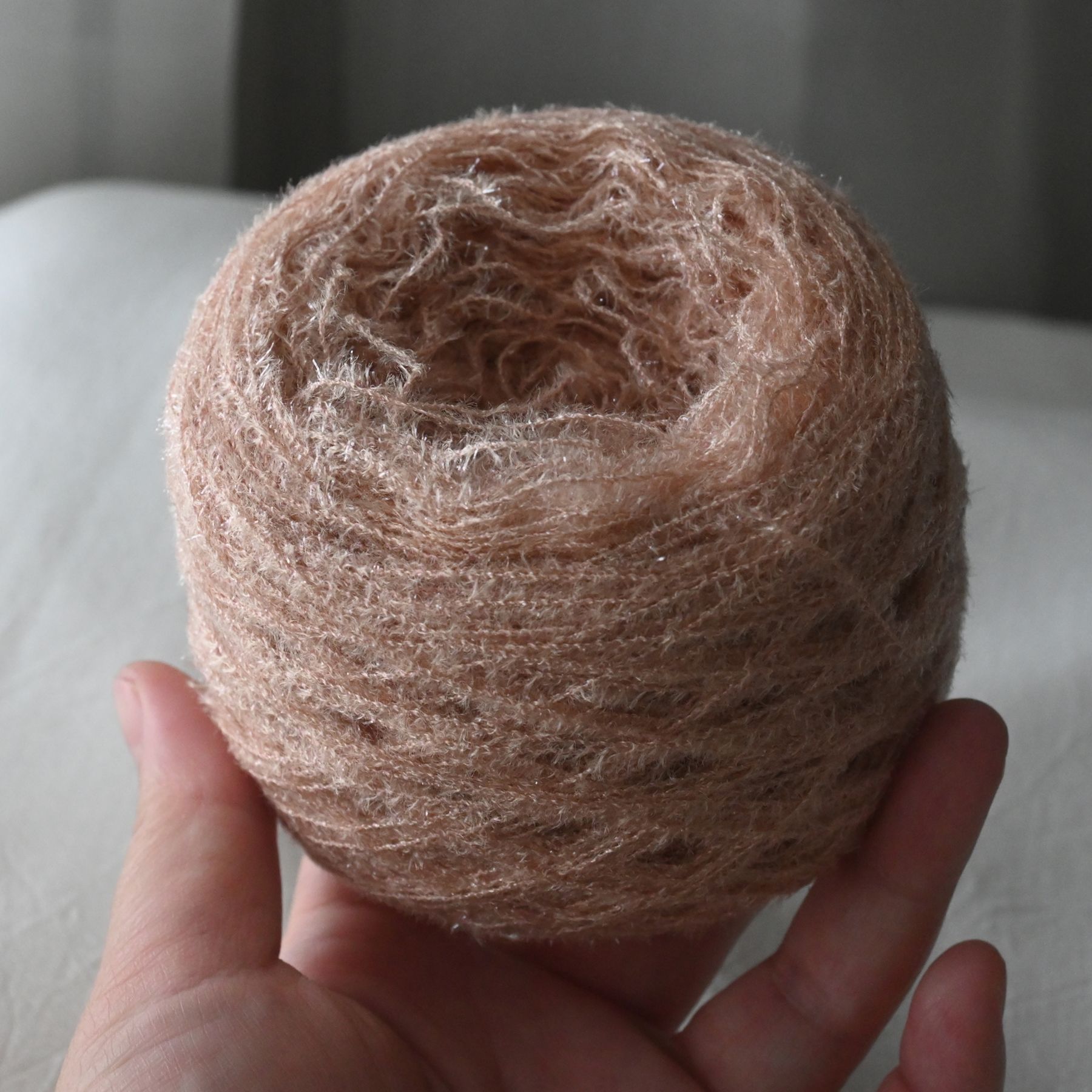 （球紗）藕粉色閃亮毛毛-義大利LINEAPIU