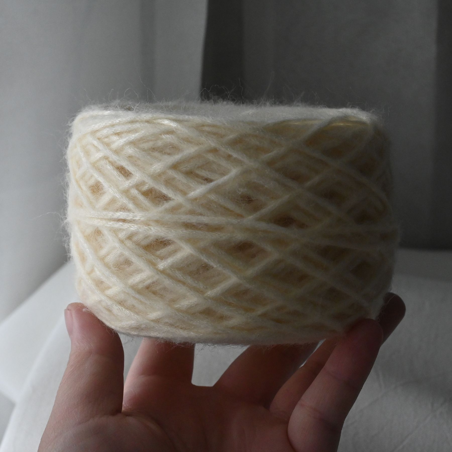 （球紗）奶油白微光羊毛棉線-義大利Gruppo Filpucci