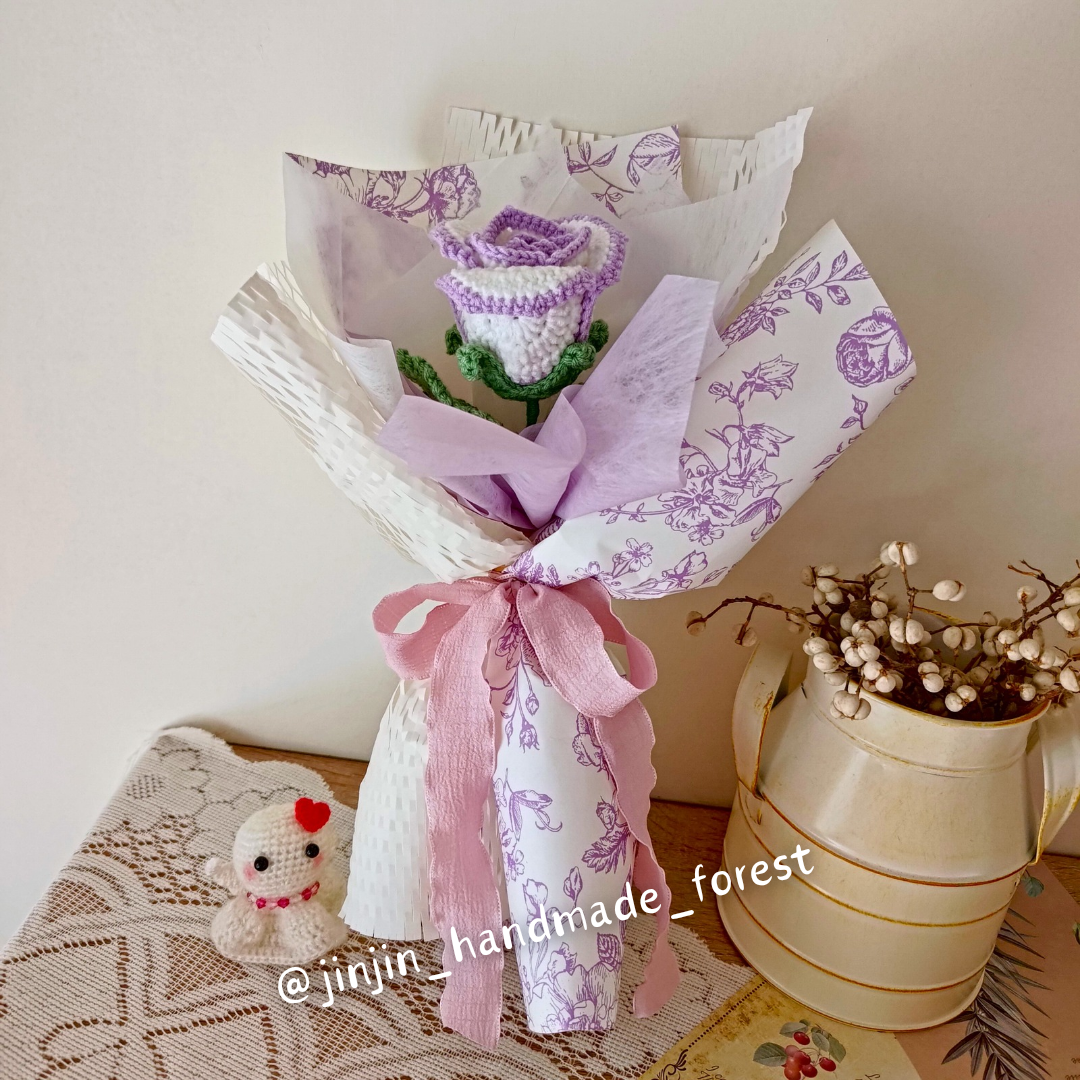 🌹酒杯玫瑰單支花束-高雅紫💜（現貨）