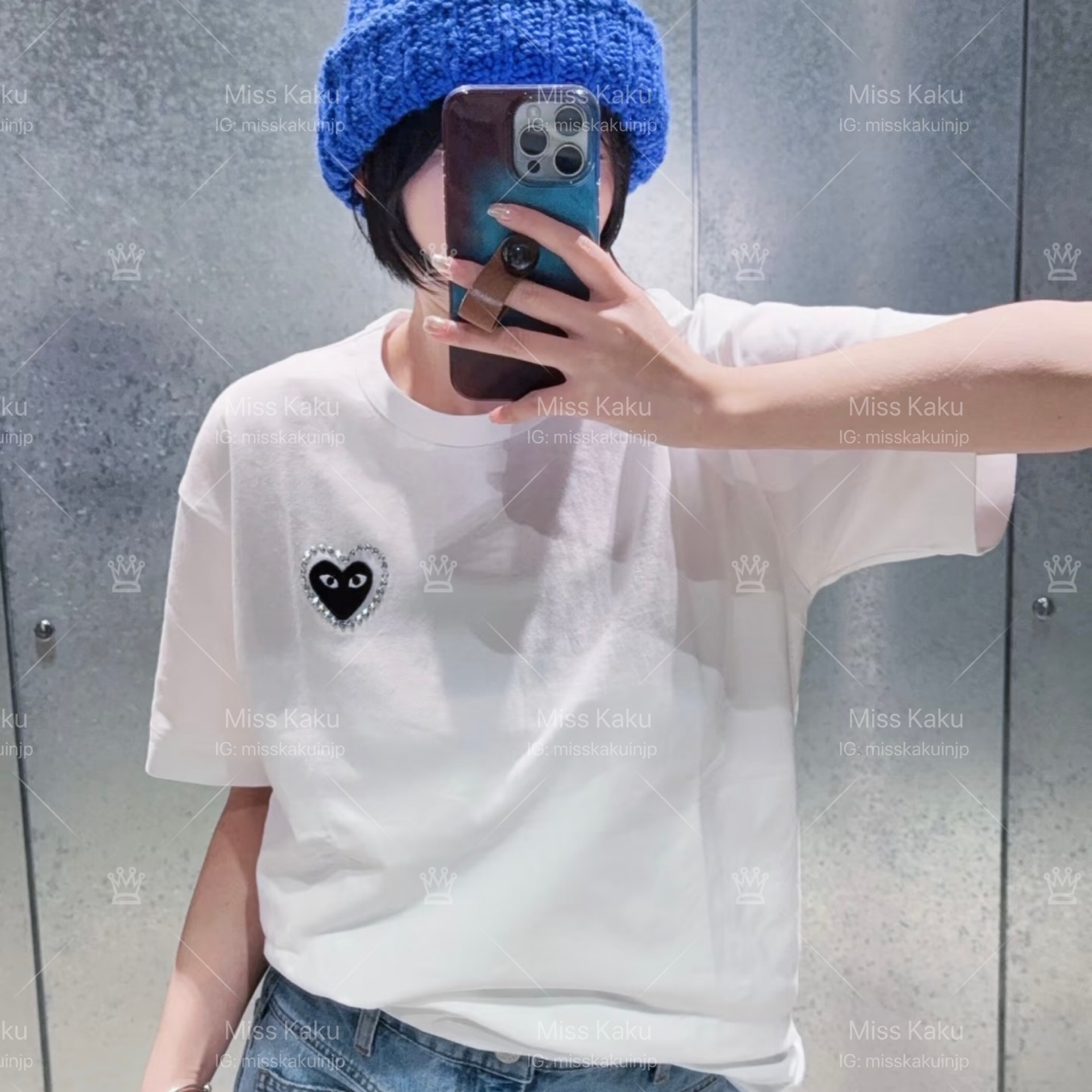全新日本潮牌-COMME des GARÇONS PLAY 川久保玲小愛心短袖貼鑽系列T恤