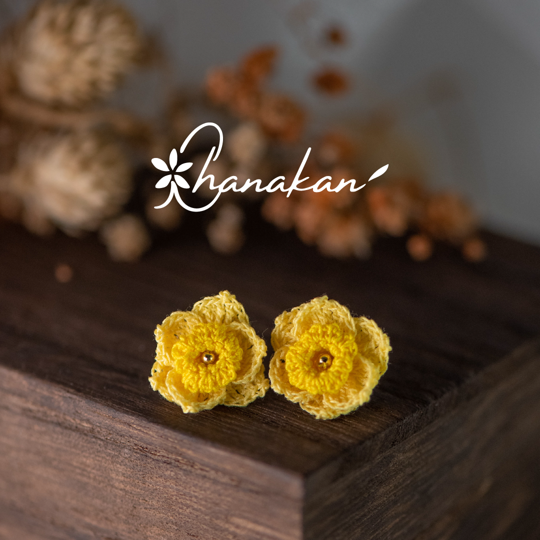 【水仙花】百搭 耳環 微鉤 針織