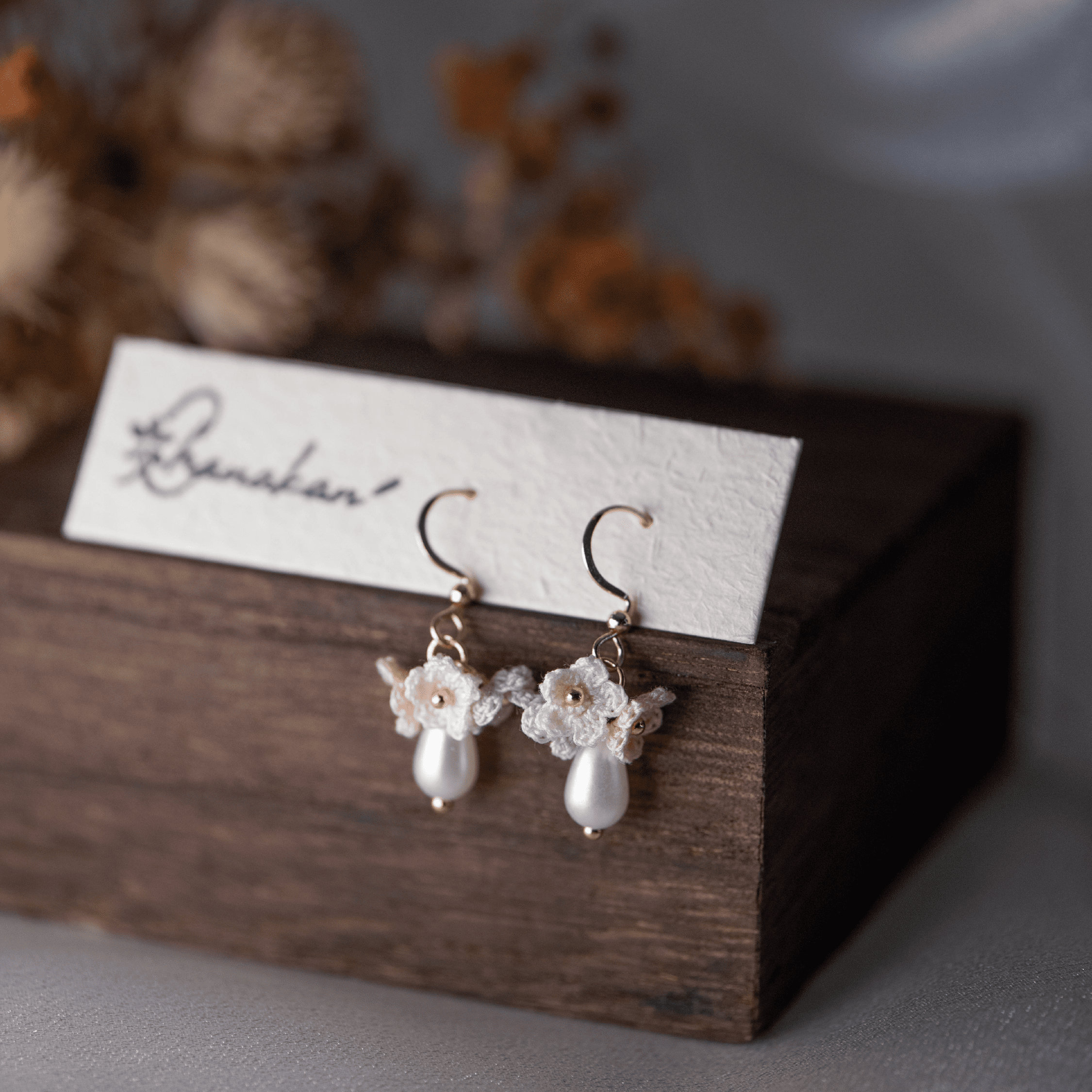 【三色小花】紅 耳環 微鉤 針織