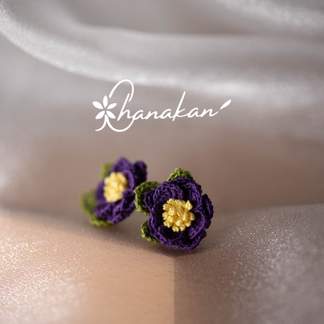 【聖誕玫瑰】耳環 微鉤 針織