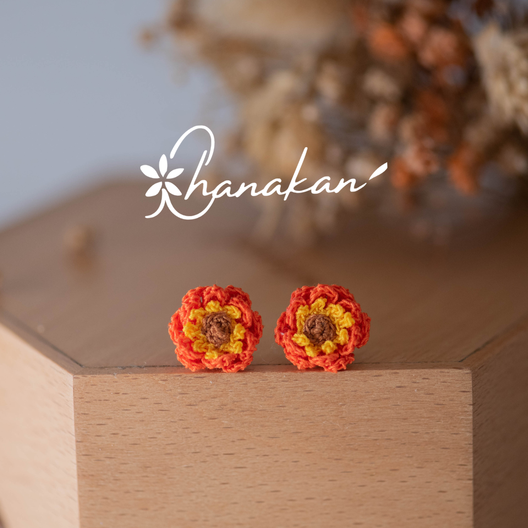 【百日菊】 耳環 微鉤 針織