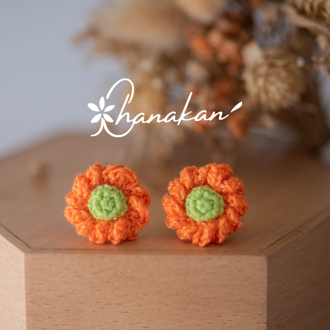 【秋菊】 耳環 微鉤 針織