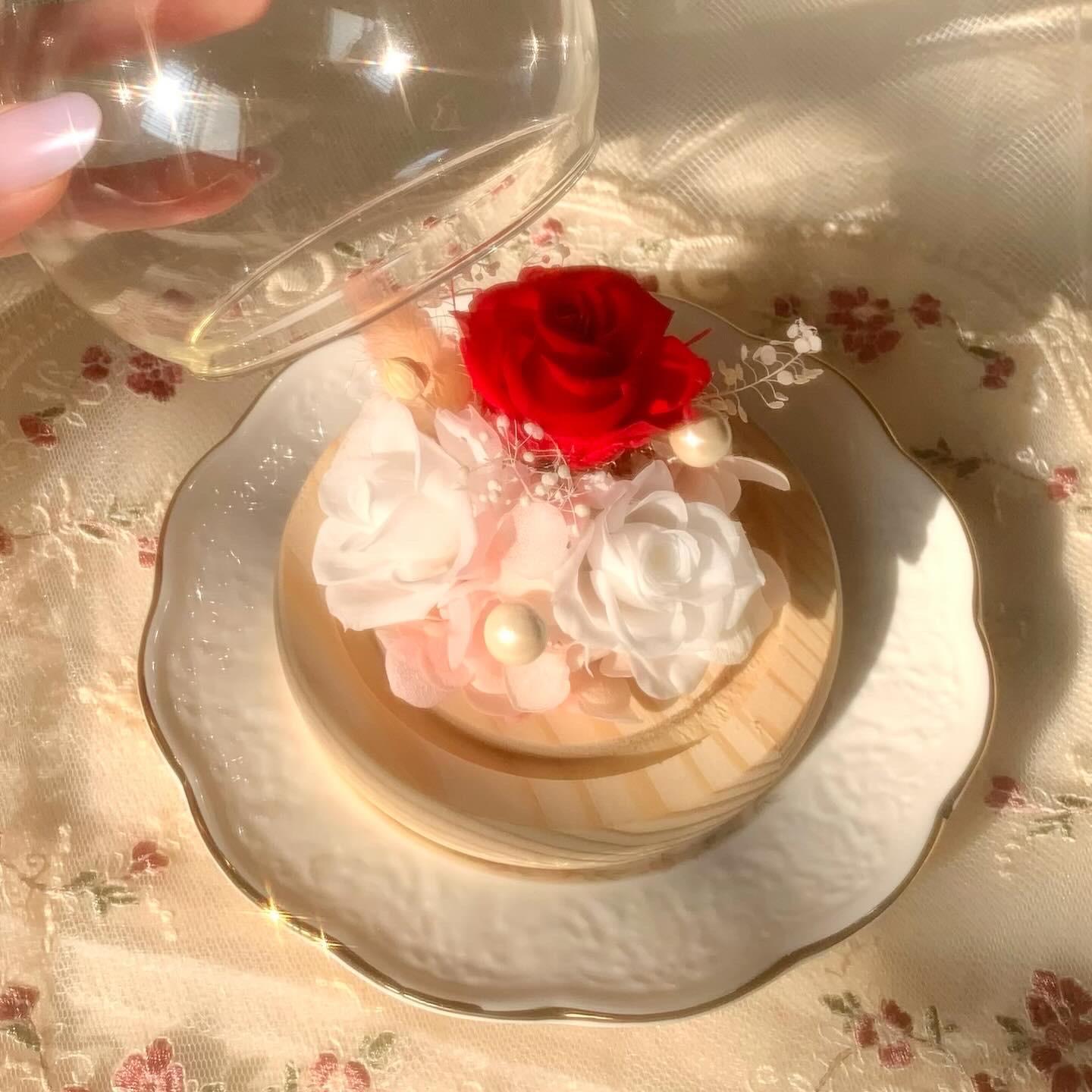 迷你玫瑰花玻璃罩🌷