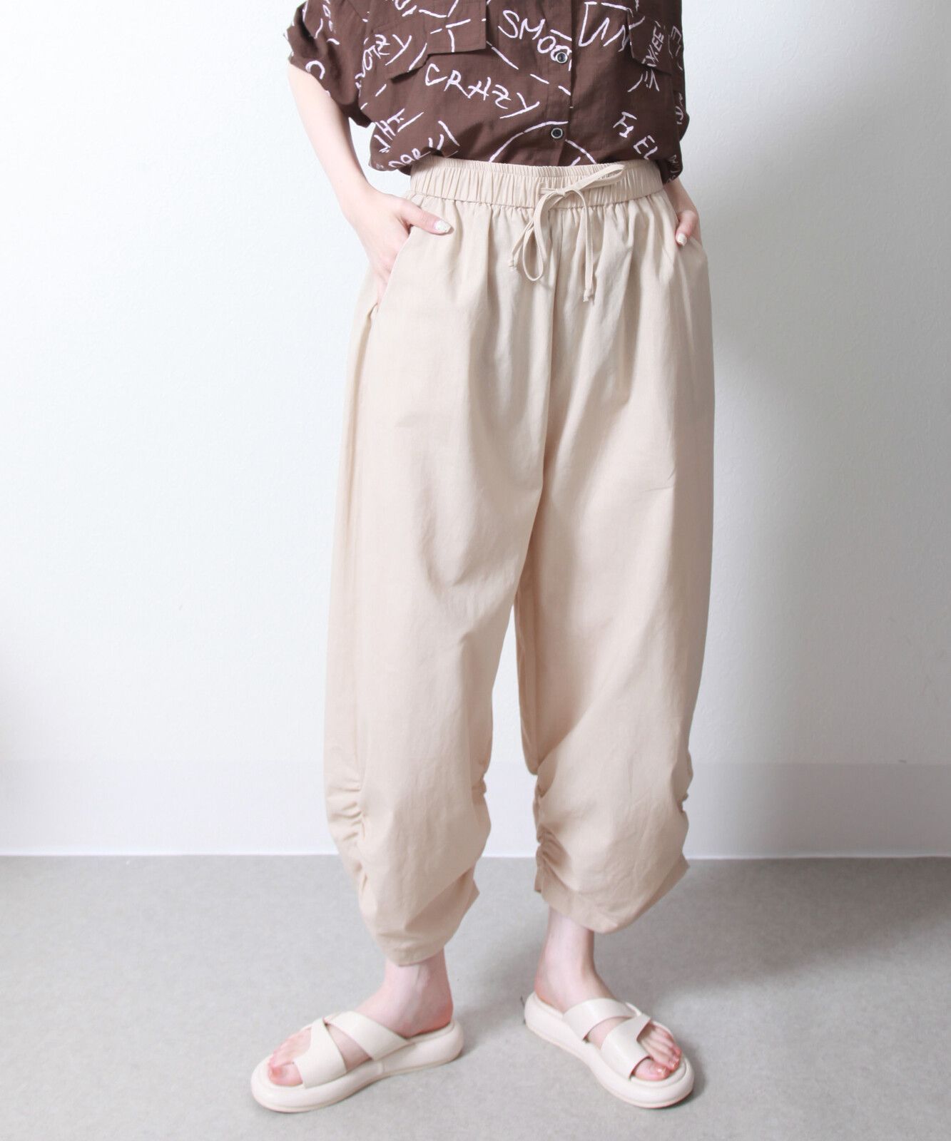 日本帶回現貨 日本協同組合關西fashion連合 夏秋女裝wide cocoon pants休閒長褲