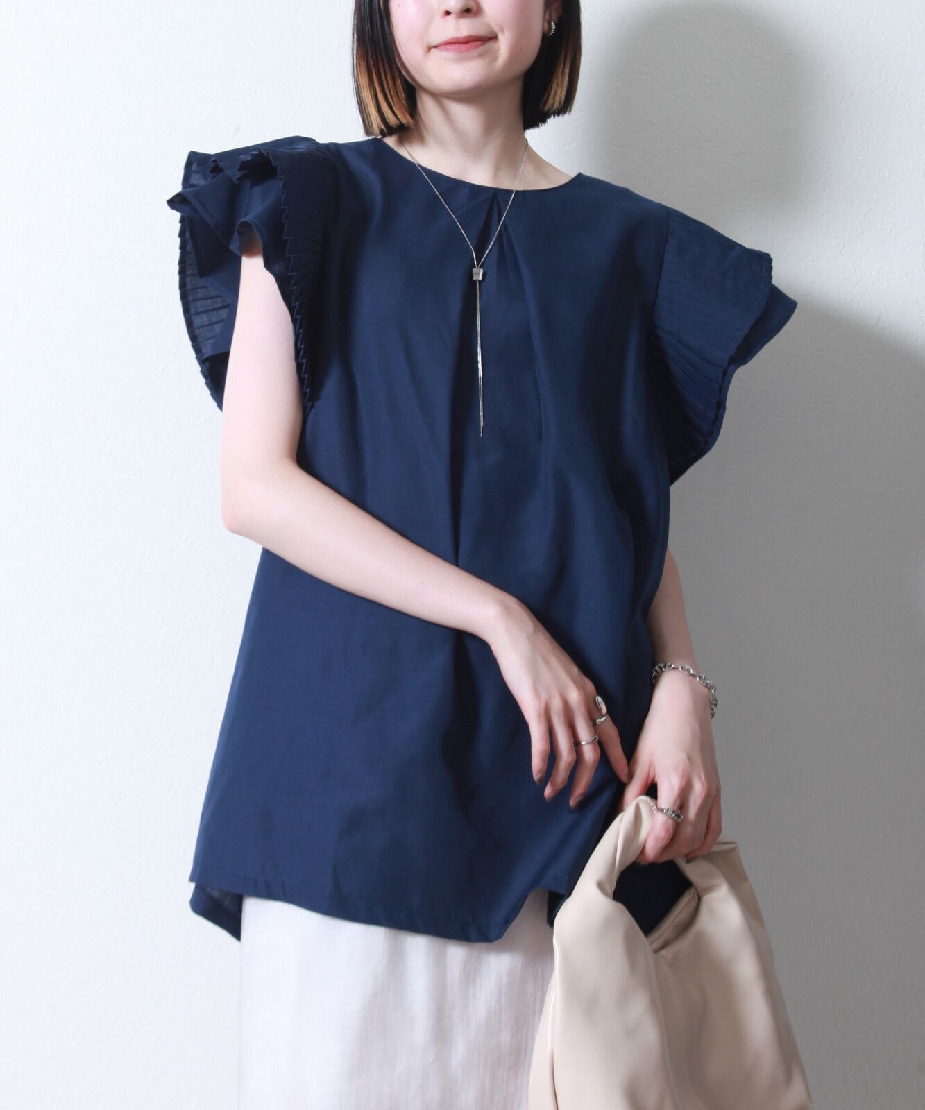 日本帶回現貨 日本協同組合關西fashion連合 百褶造型袖上衣