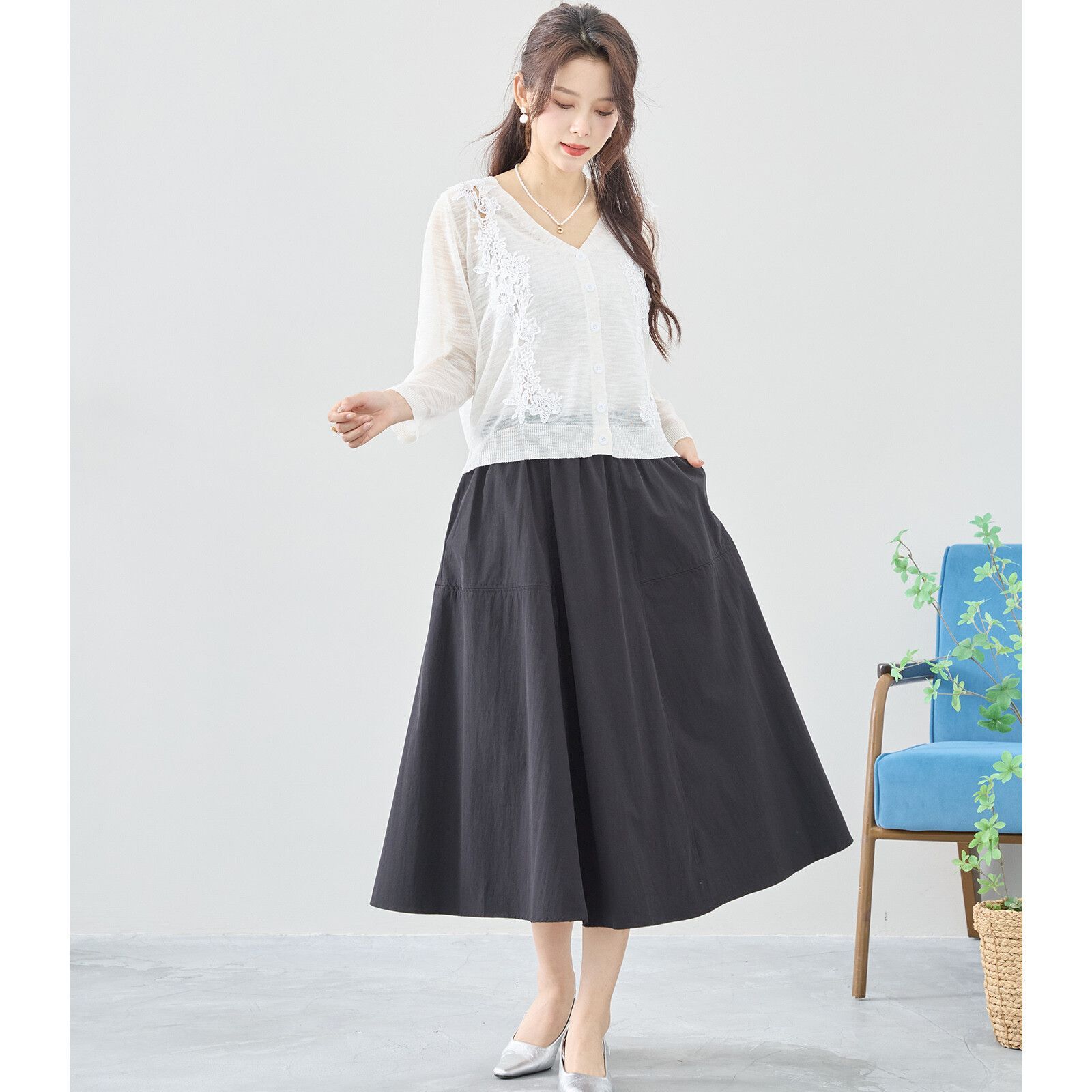 日本帶回現貨 日本TRUBE女裝 氣質蕾絲開襟透氣薄衫上衣 / 薄衫外套 / 罩衫