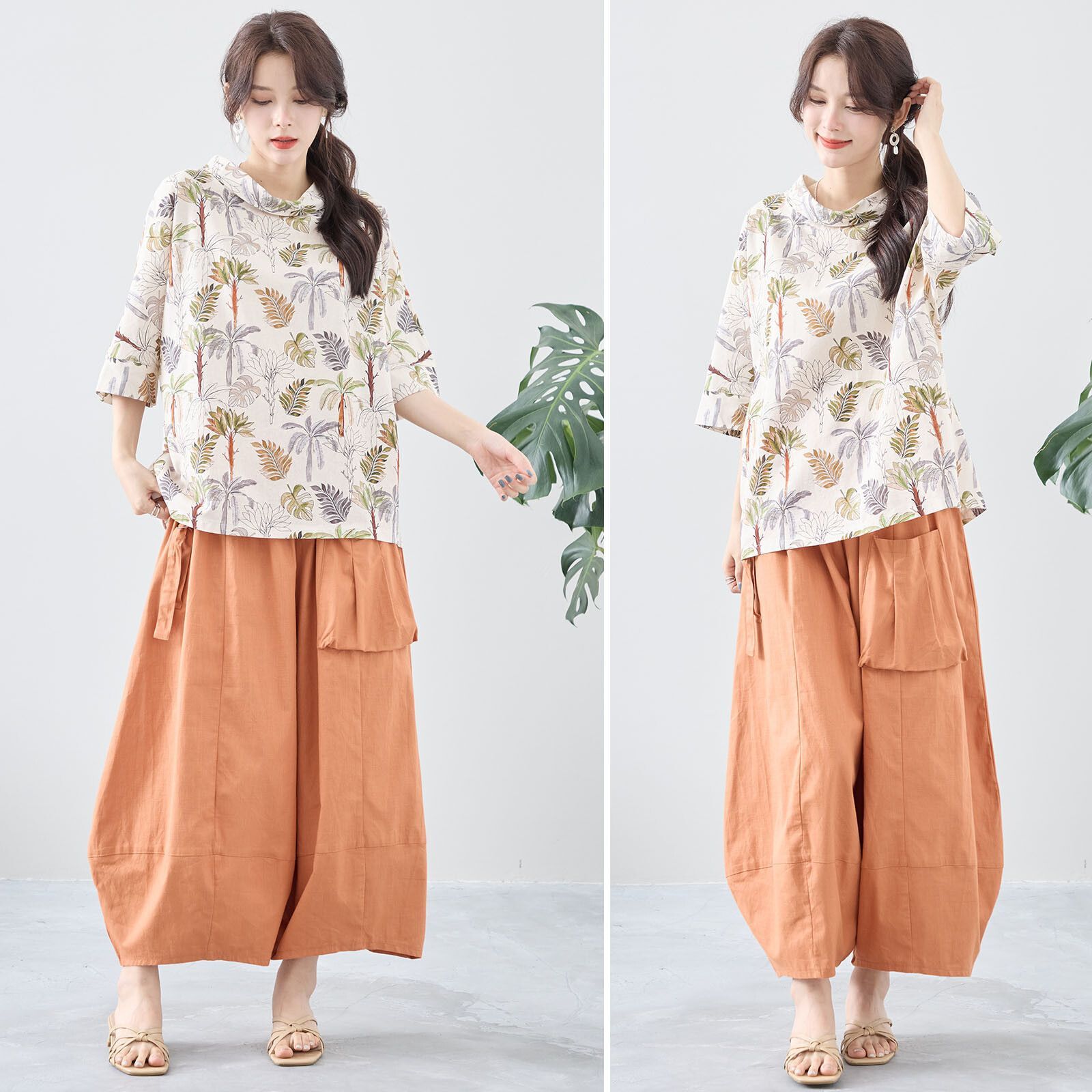 日本帶回現貨 日本TRUBE女裝 Cargo Design休閒燈籠褲/長褲 悠哉橙