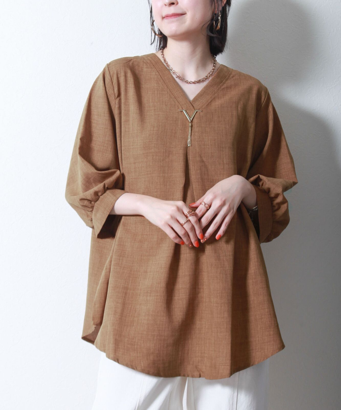 日本帶回現貨 日本協同組合關西fashion連合 造型休閒上衣 摩卡色