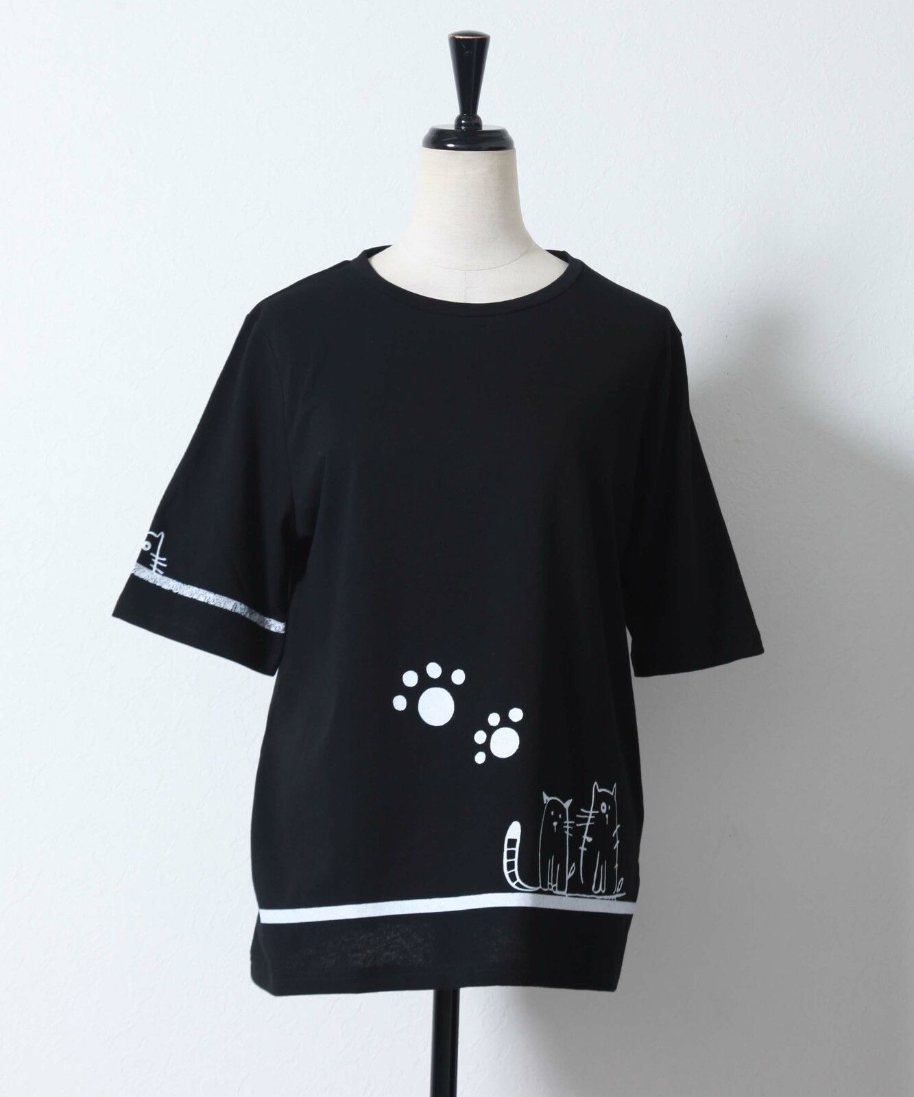 日本帶回現貨 日本協同組合關西fashion連合 可愛貓咪腳印圖案休閒T-shirt