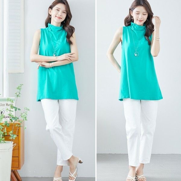 日本帶回現貨 日本TRUBE女裝 高領cotton無袖上衣