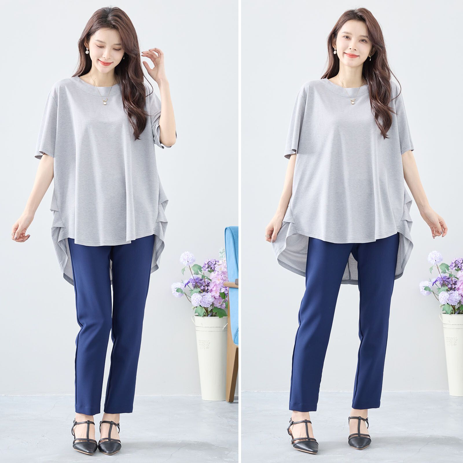 日本帶回現貨 日本TRUBE女裝 前短後長氣質造型長板短袖上衣 T-Shirt / T恤