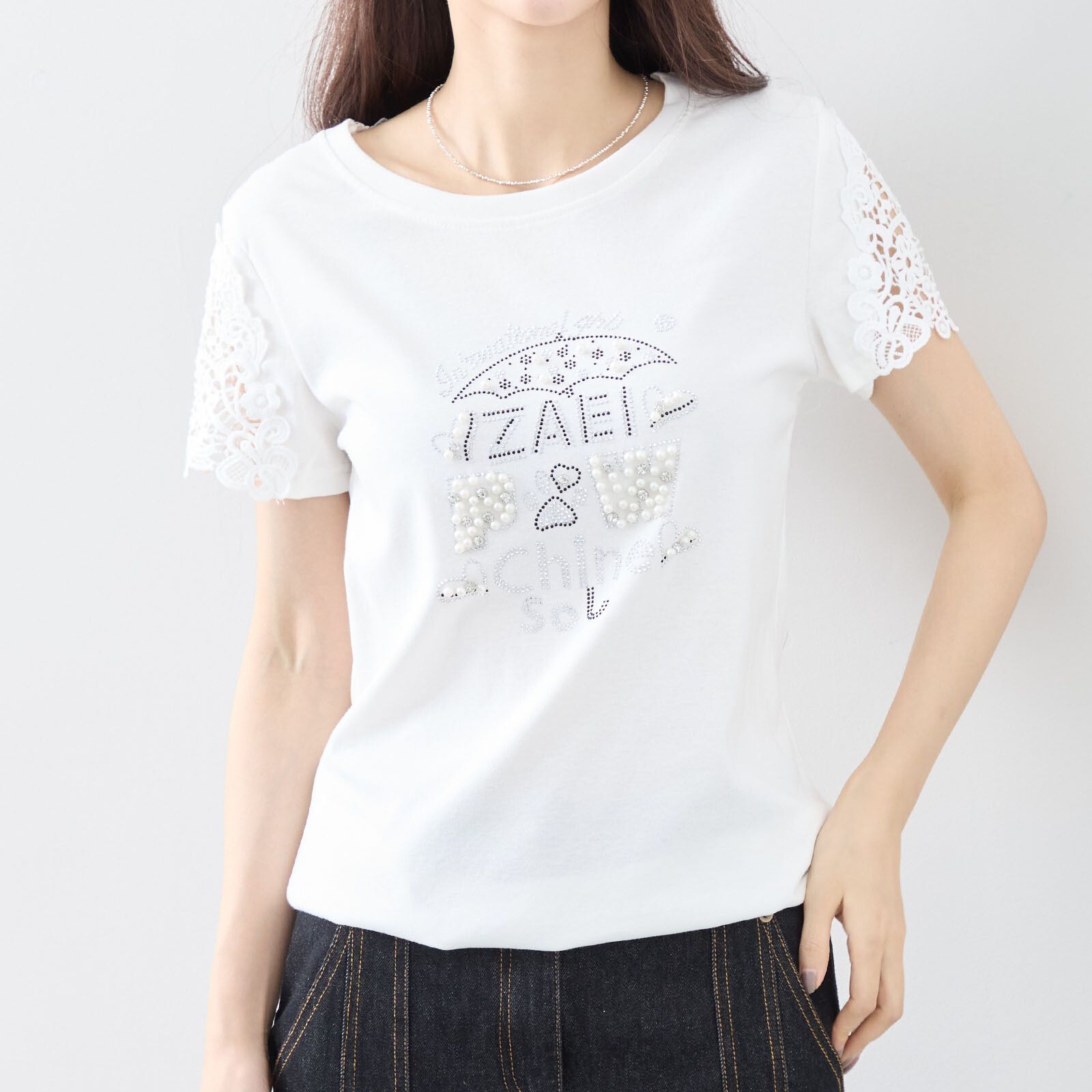 日本帶回現貨 日本amie studio女裝  氣質蕾絲造型短袖上衣 T-Shirt / T恤