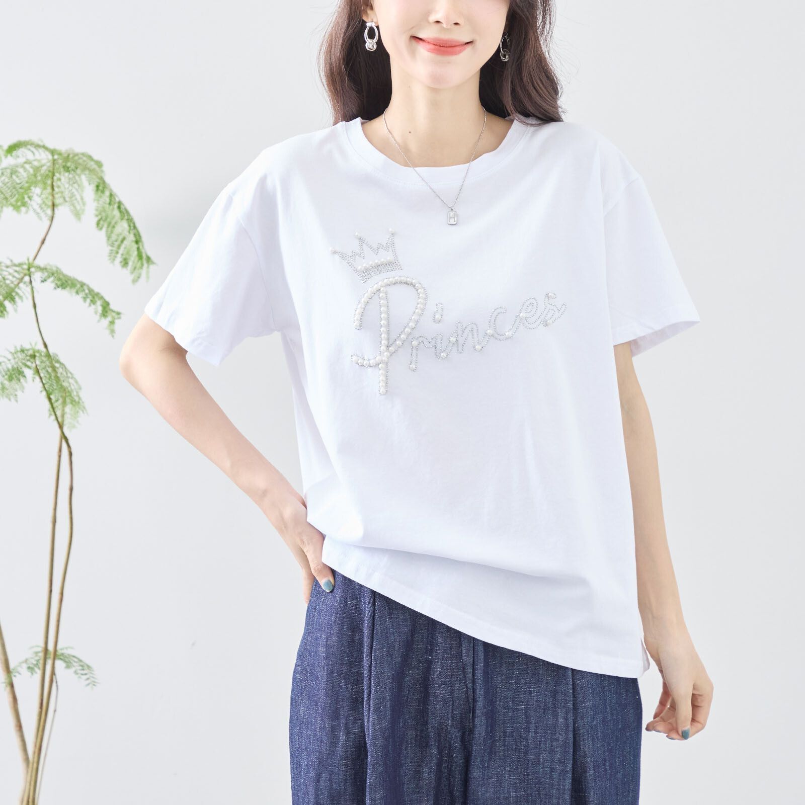 日本帶回現貨 日本TRUBE女裝 rhinestone Princes英字T-shirt