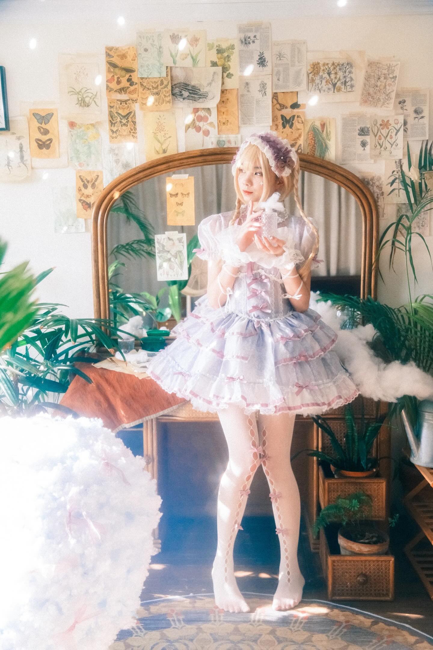 芭蕾風Lolita洋裝 JSK+坎肩（灰紫色）