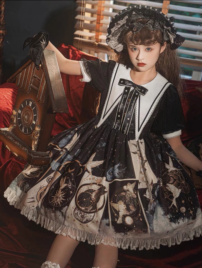 星空鳥印花OP （連身裙）