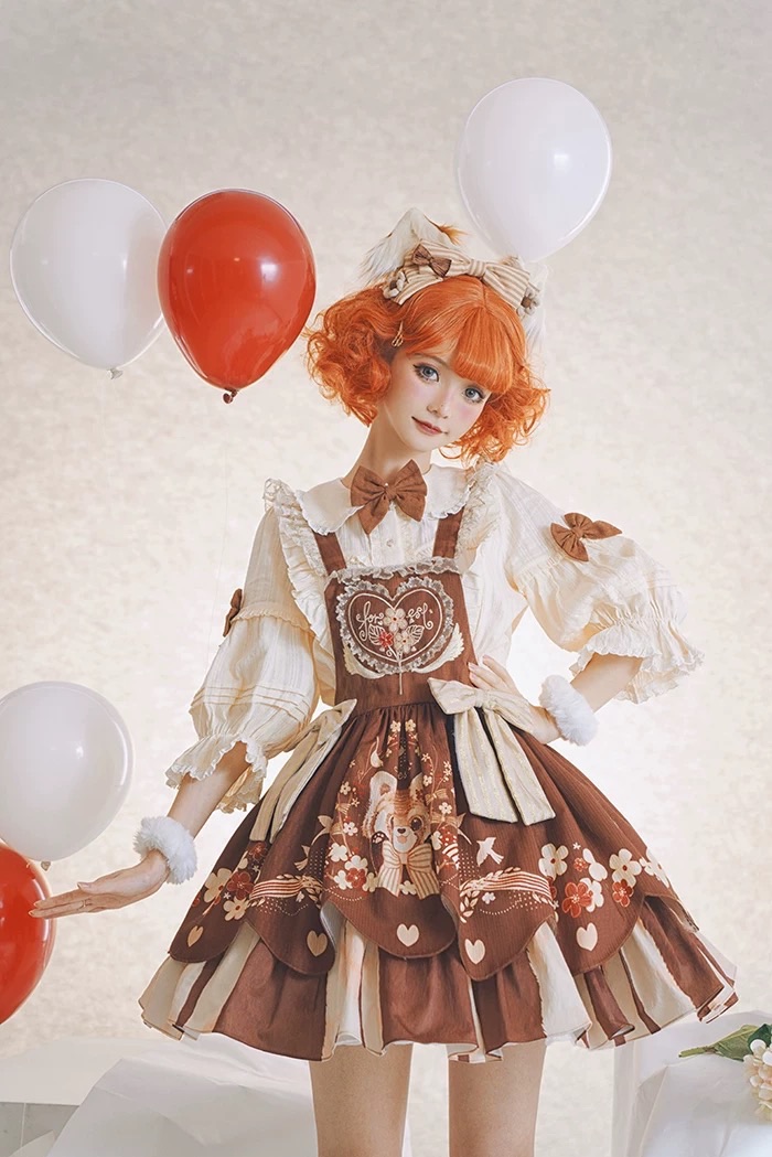 暮眠小鎮Lolita-小熊貓的紅果林 吊帶裙