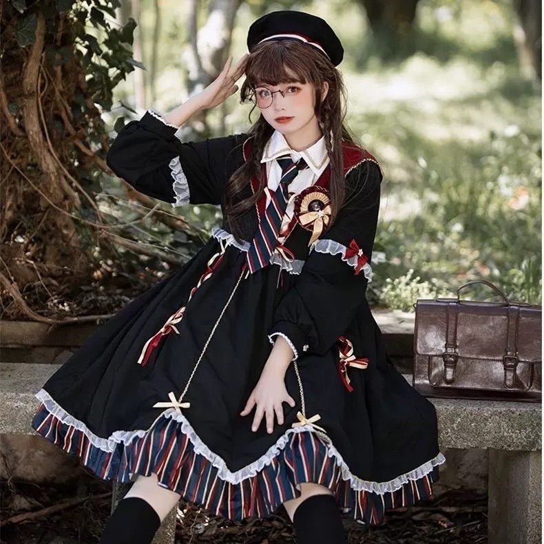 哈利波哥風格斗篷洋裝（含領帶、帽子）