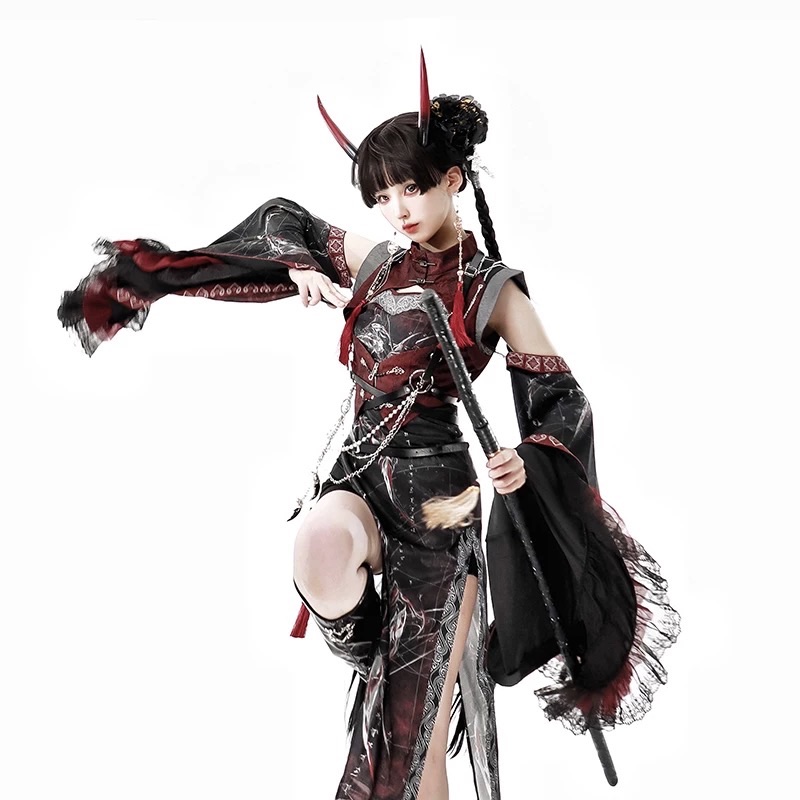 櫻洛芙原創_彼岸荊棘套裝 大全套（連身裙+馬甲+手袖+配件）