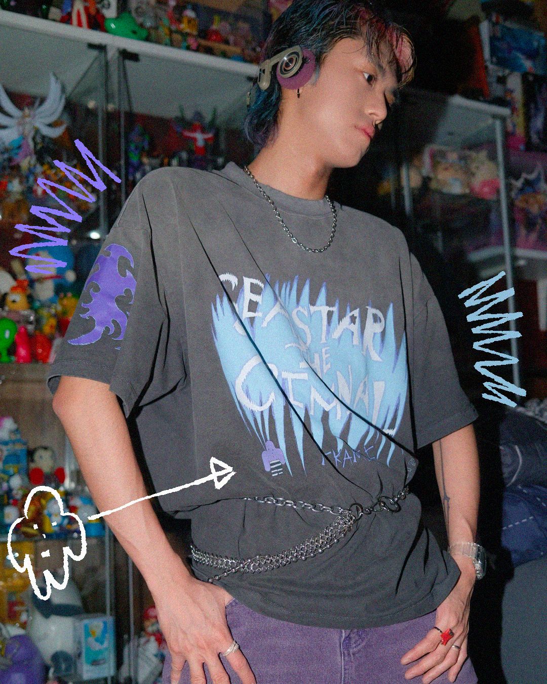 ～海星是個罪犯～水洗破壞漸層T-shirt