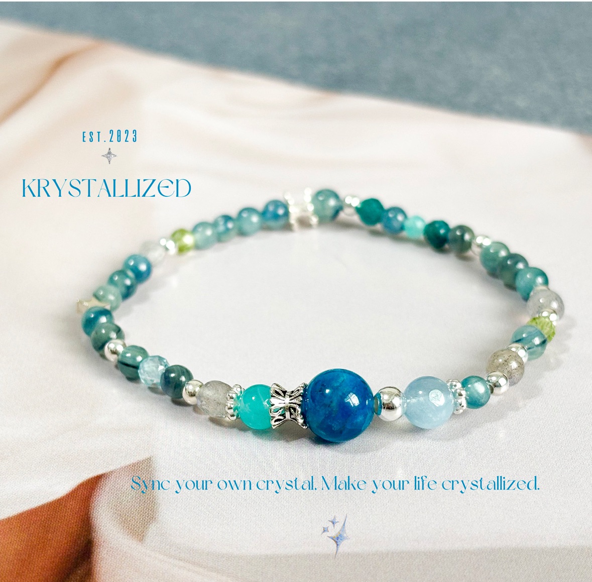 現貨🧺綠墨海星 // 925銀手鍊：藍磷灰石.海藍寶.藍綠晶.天河石.拉長石.橄欖石