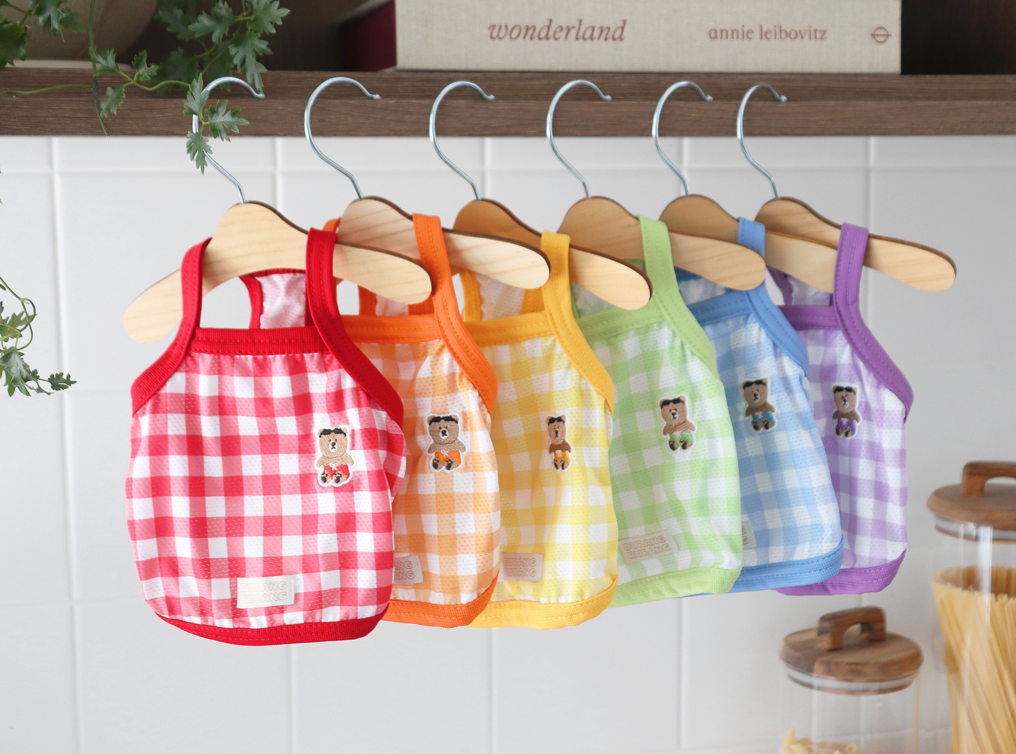 ｜Maohi毛孩寵物服飾選品｜韓國超夯涼感格紋小熊衣