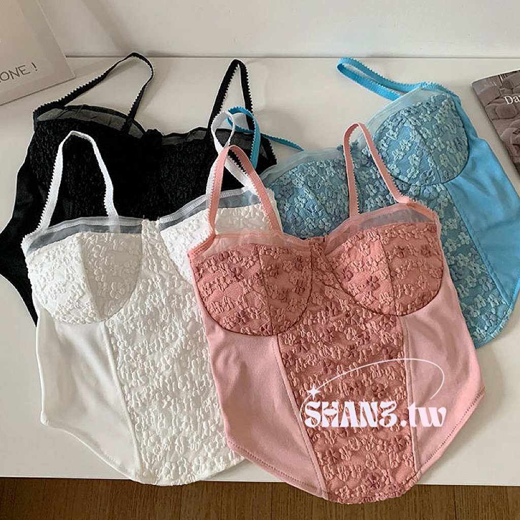 SHAN3.TW|四色✨附胸墊 蕾絲溫柔馬甲吊帶🌷