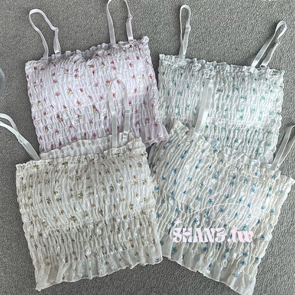 SHAN3.TW|四色✨附胸墊 碎花吊帶🌷