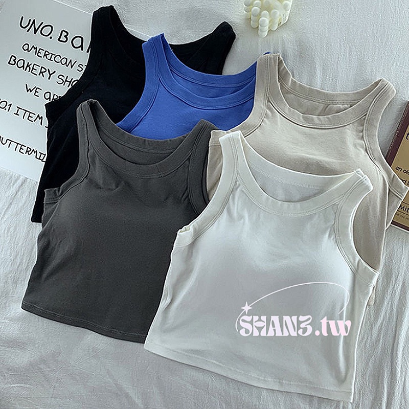 SHAN3.TW|五色✨附胸墊 削肩顯瘦小背心🌷