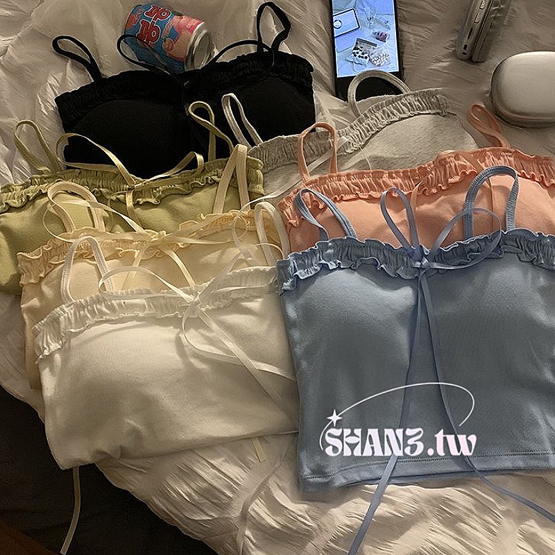 SHAN3.TW|七色✨附胸墊 木耳邊蝴蝶結吊帶🌷