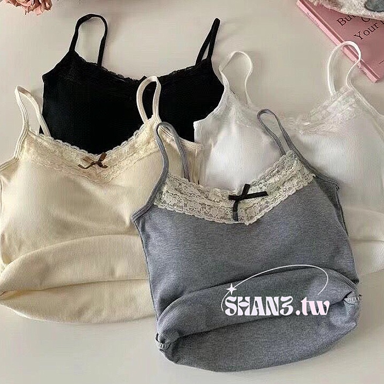 SHAN3.TW｜四色✨附胸墊 蕾絲邊蝴蝶結吊帶🌷