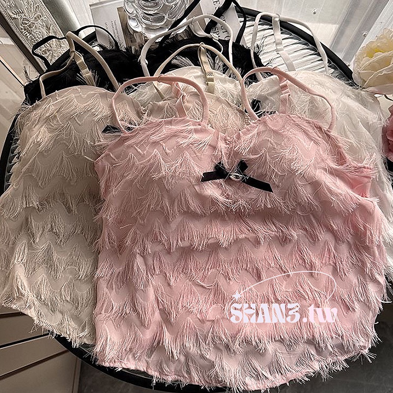 SHAN3.TW｜六色✨附胸墊 超小眾蝴蝶結流蘇吊帶🌷