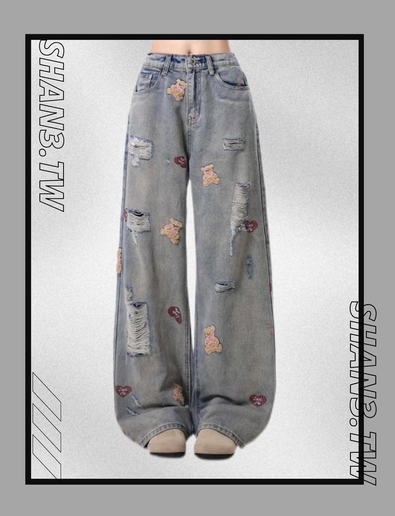SHAN3.TW||新品🌷超卡哇伊！熊熊愛心寬褲🐻
