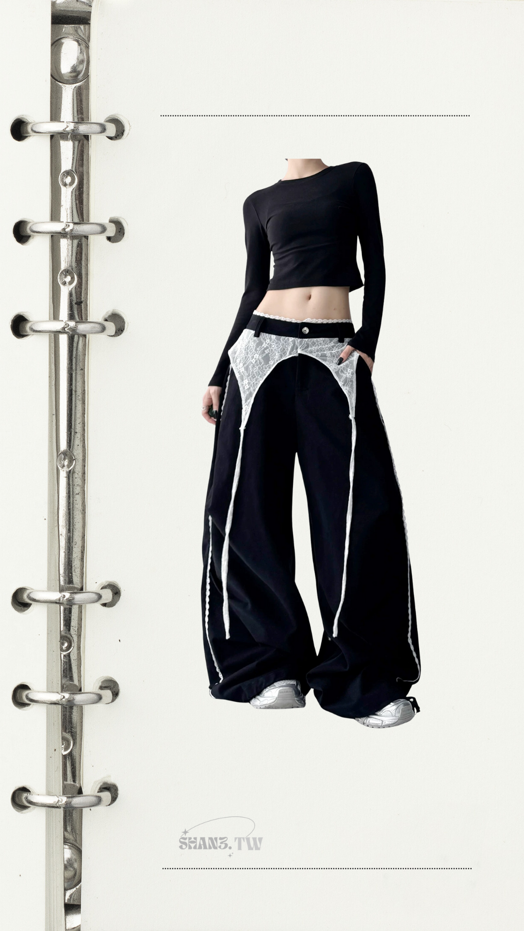 SHAN3.TW|新品🌷美式蕾絲拼接工裝褲#S004