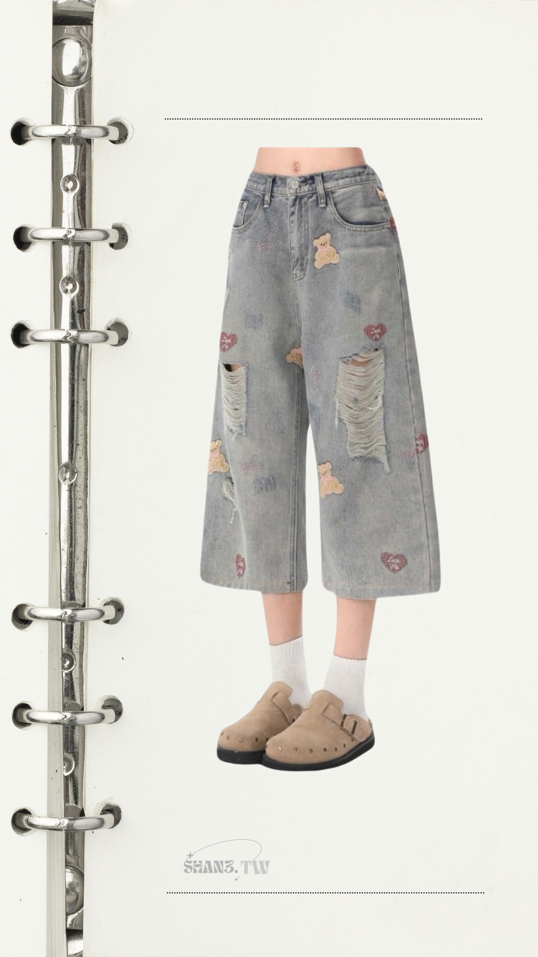 SHAN3.TW|可愛到融化🌷愛心熊熊七褲#S020