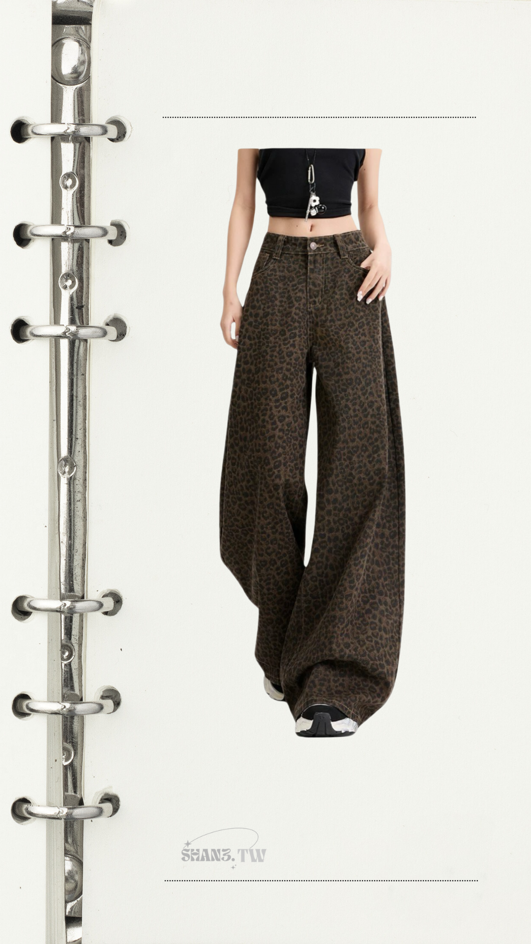 SHAN3.TW|新品🌷加長褲長✨復古港風豹紋直筒褲#S007