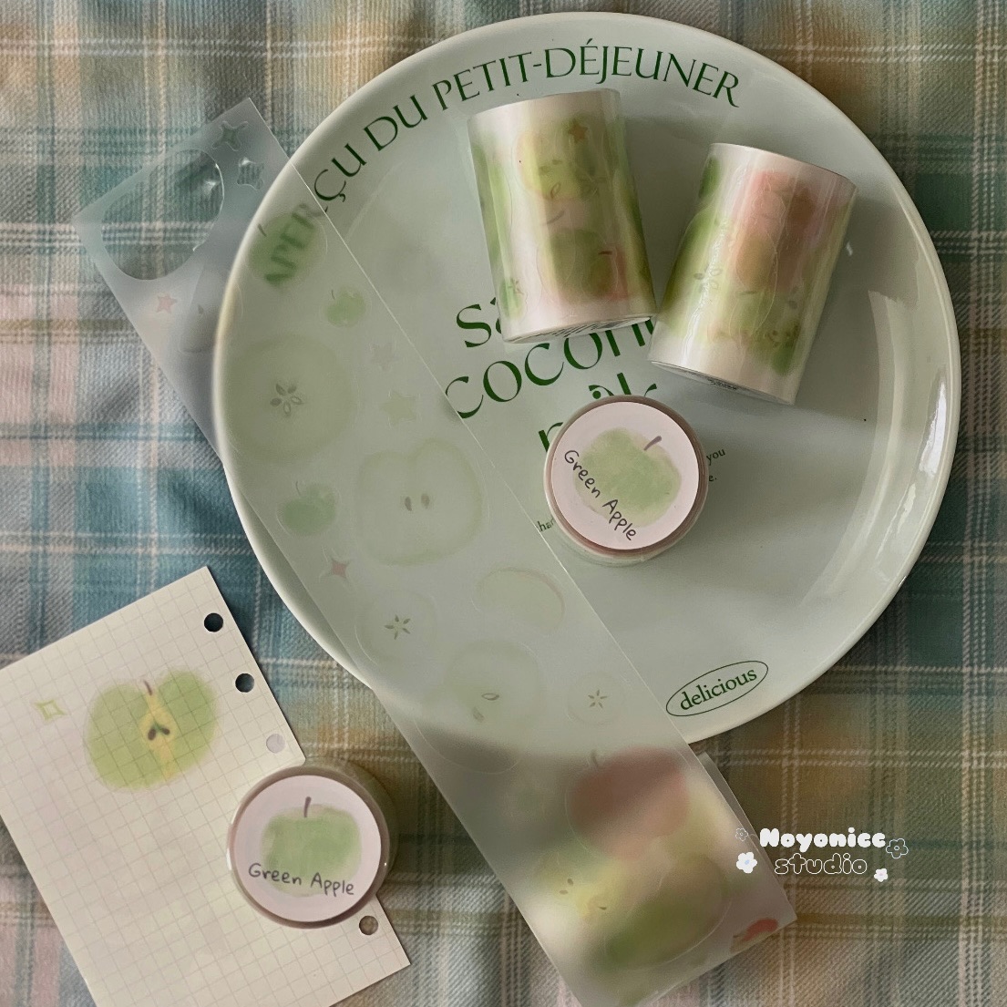 現貨🧺 闆の自留.ᐟ‪‪‪.ᐟ青蘋果日記霧面手帳貼紙卷