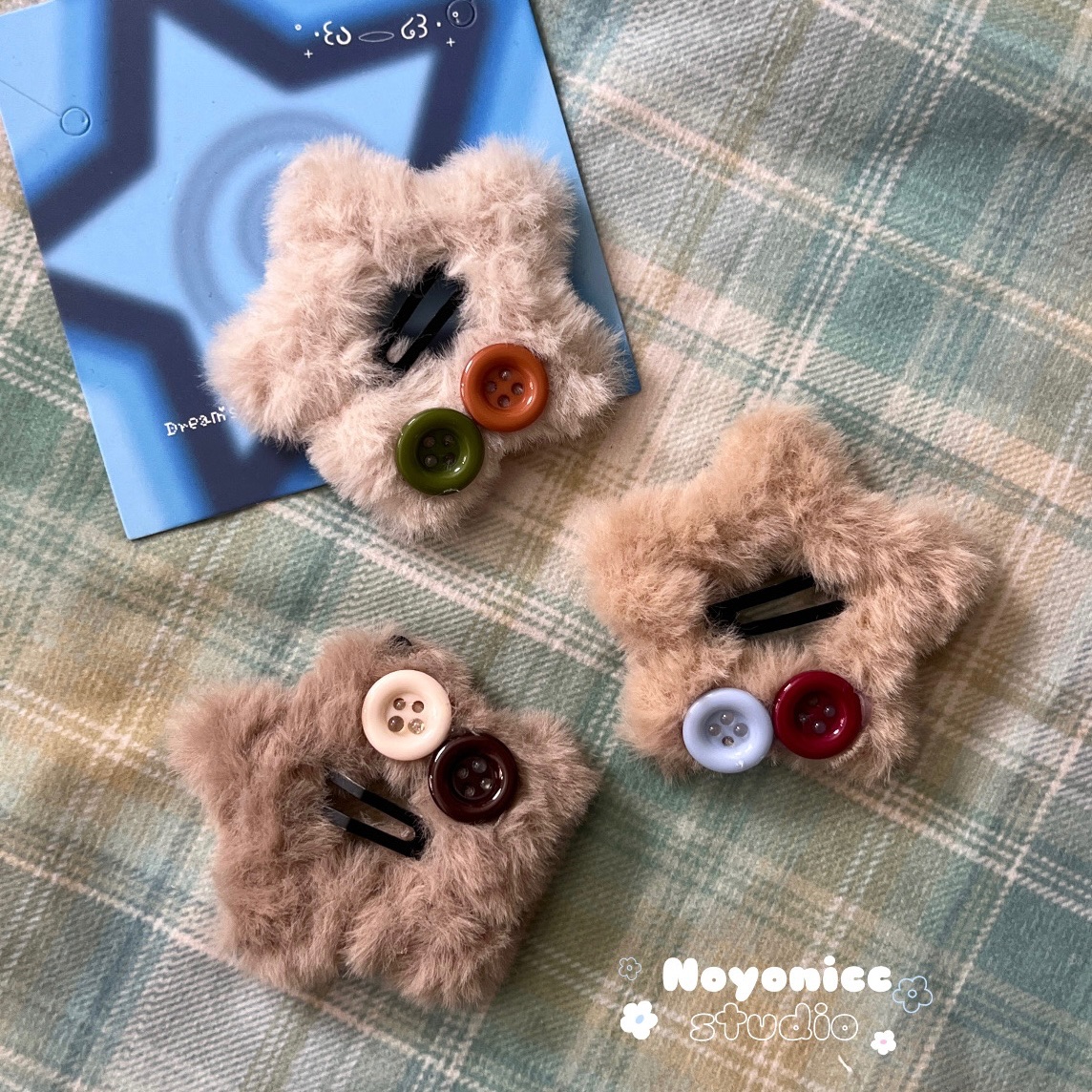 現貨🧺毛絨星星鈕扣髮夾