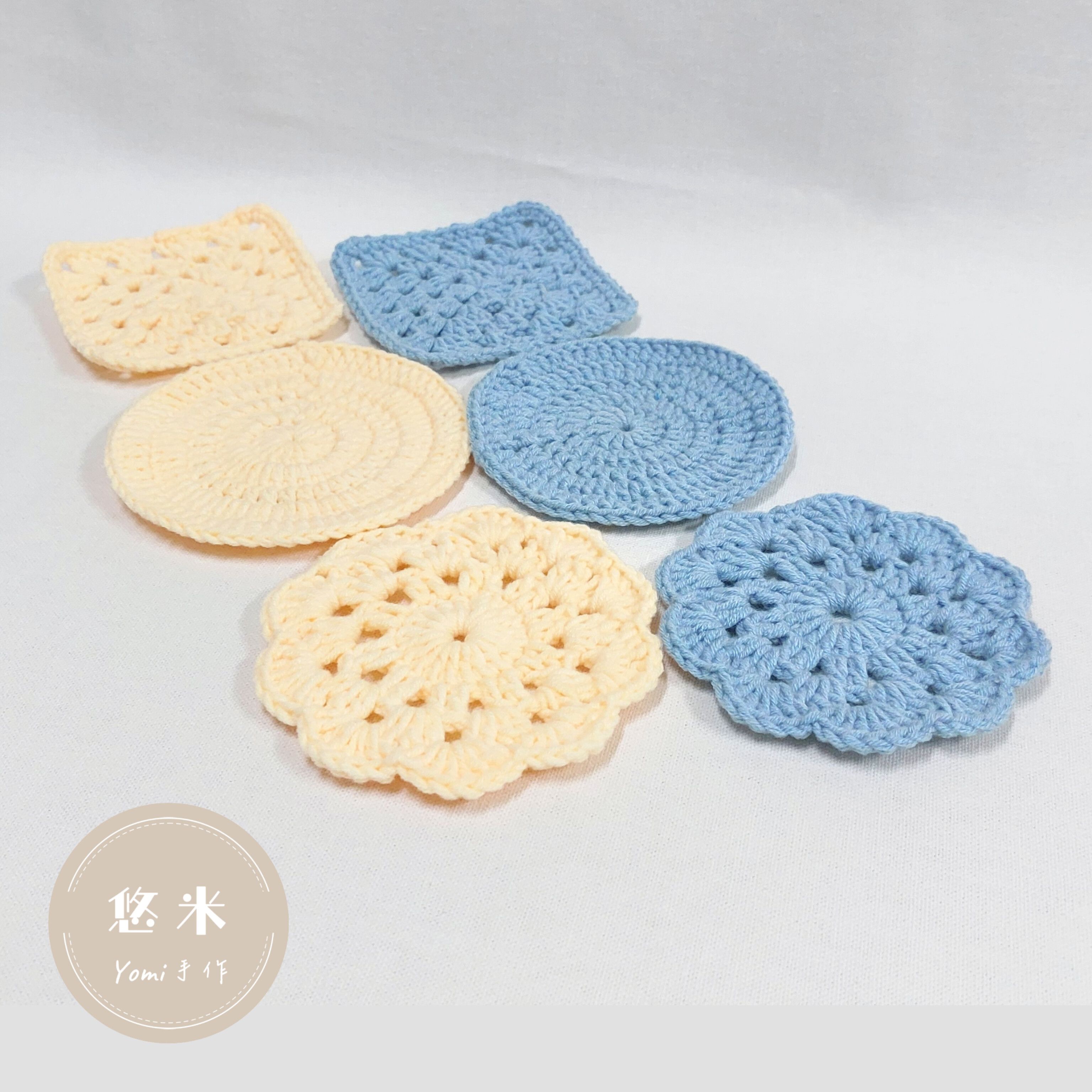 ◇悠米yomi手作◇ 【鉤針杯墊】鉤針杯墊／手工編織杯墊／毛線杯墊／隔熱墊／手工鉤織／手作／純手工