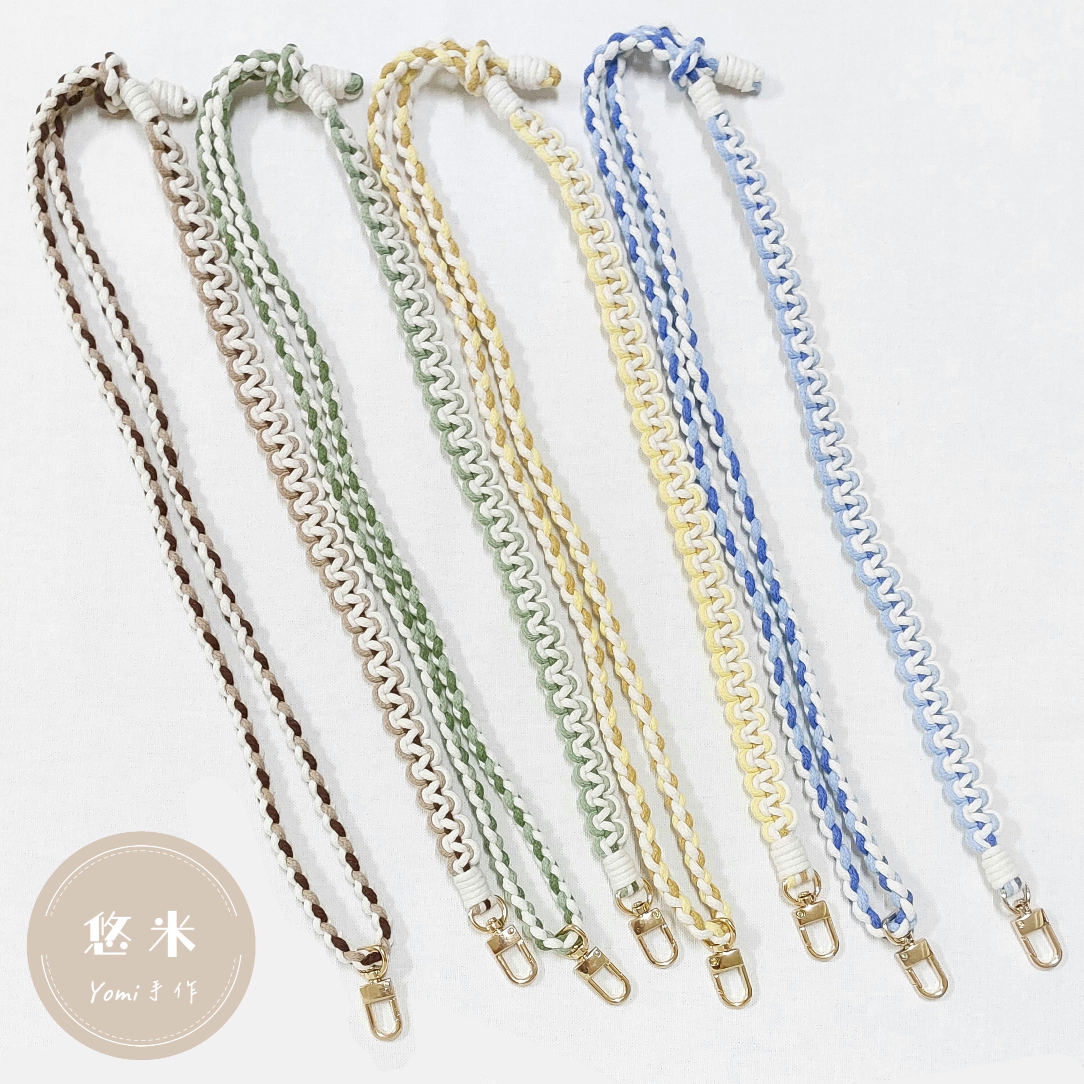 ◇悠米yomi手作◇ 【瑞士捲手機掛繩 （可調節長度）】可客製顏色！手機掛繩／手工編織／手機掛繩編織／手作／純手工