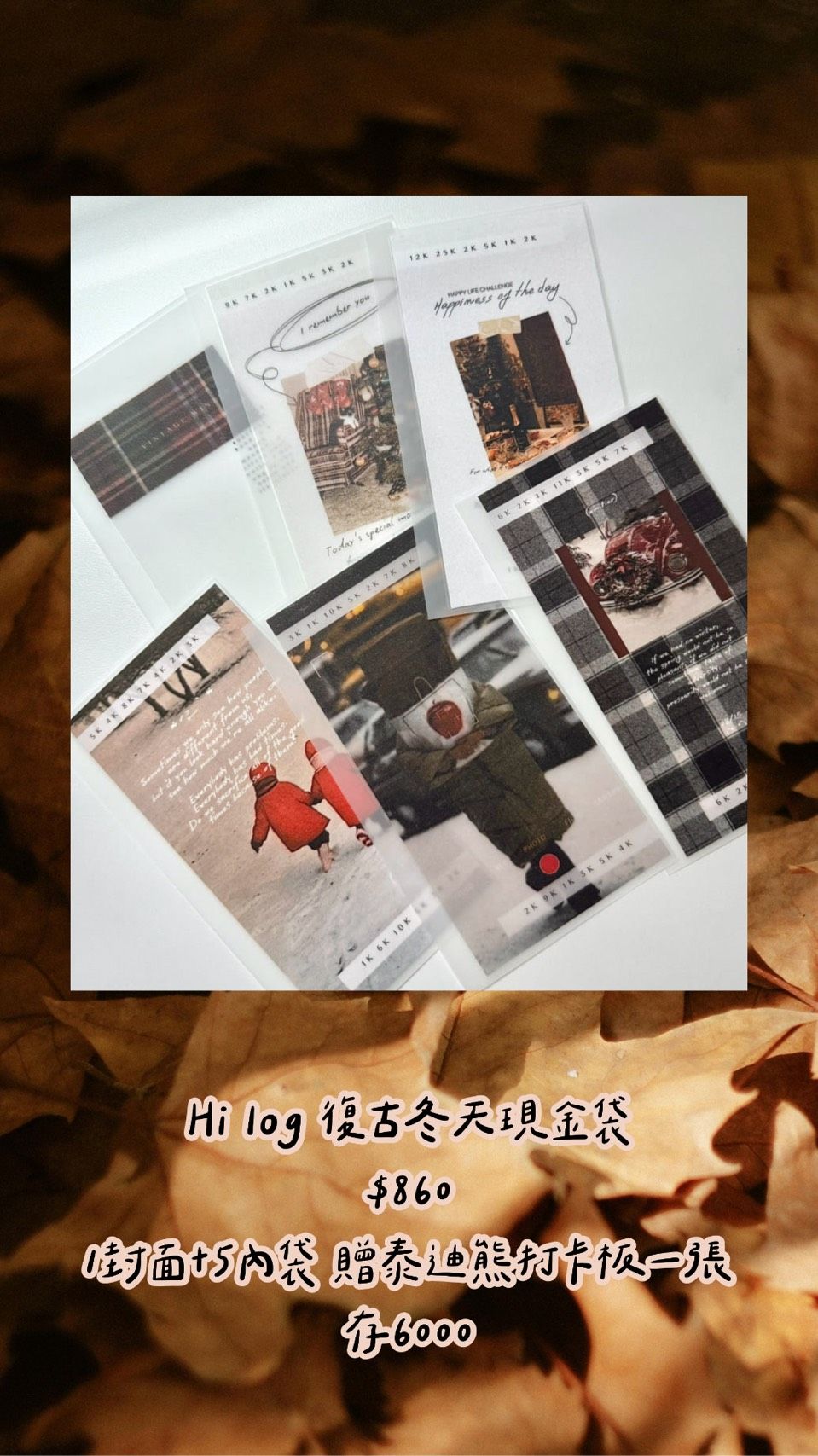 [預購] hi log 復古冬天現金存錢挑戰存錢袋