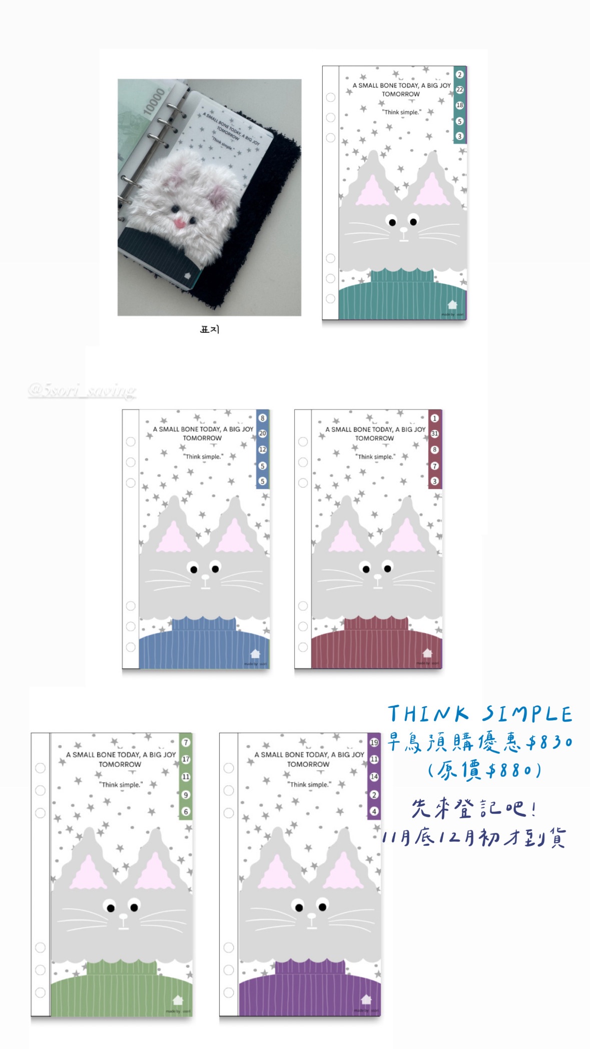 [預購] 5sori think simple 現金存錢挑戰袋