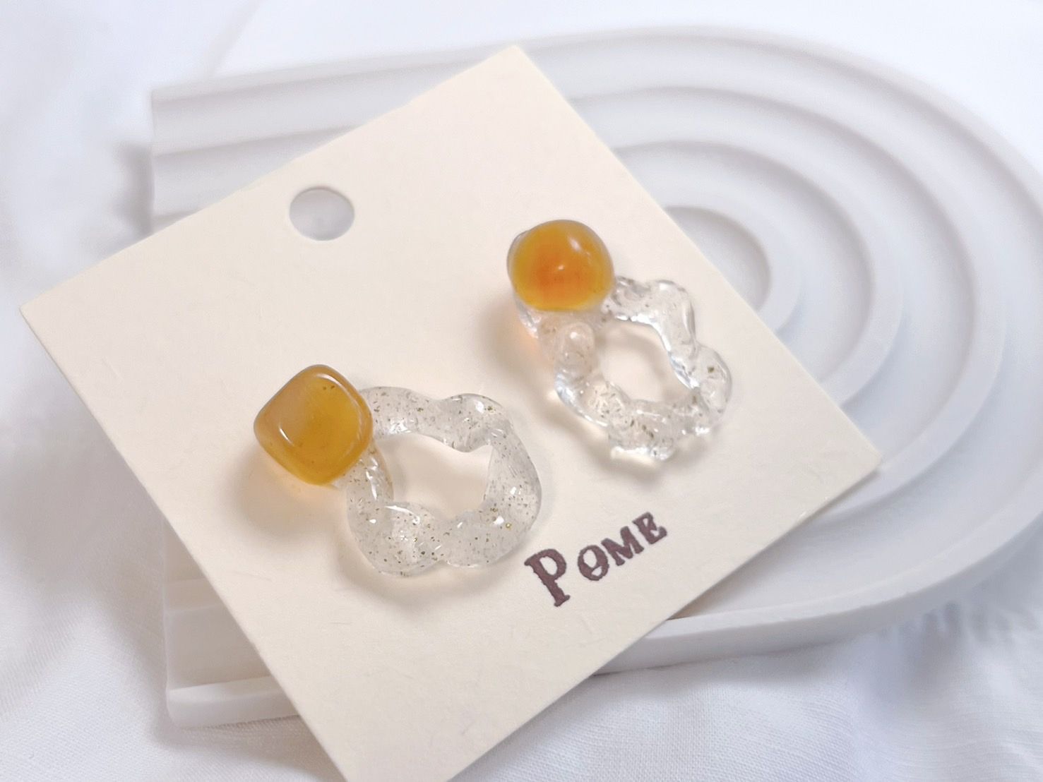 手作飾品。水晶耳環。 昭和。彩瑪瑙 。日系飾品