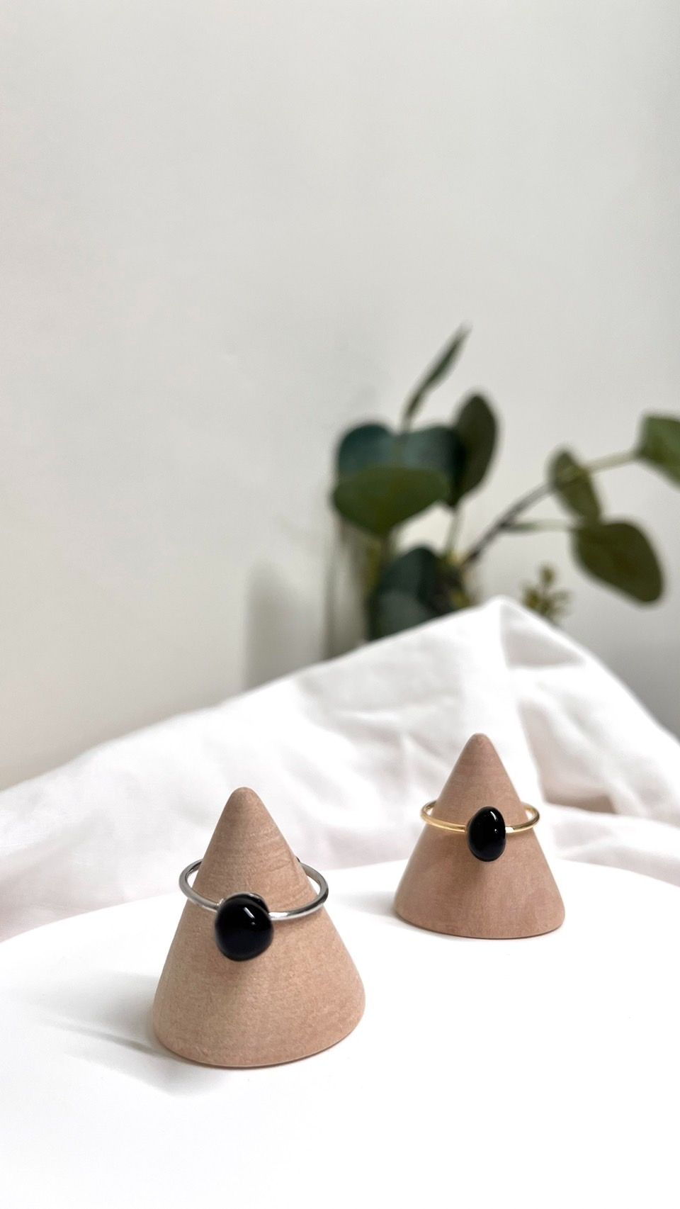 手作飾品。黑瑪瑙 戒指。侘寂風飾品