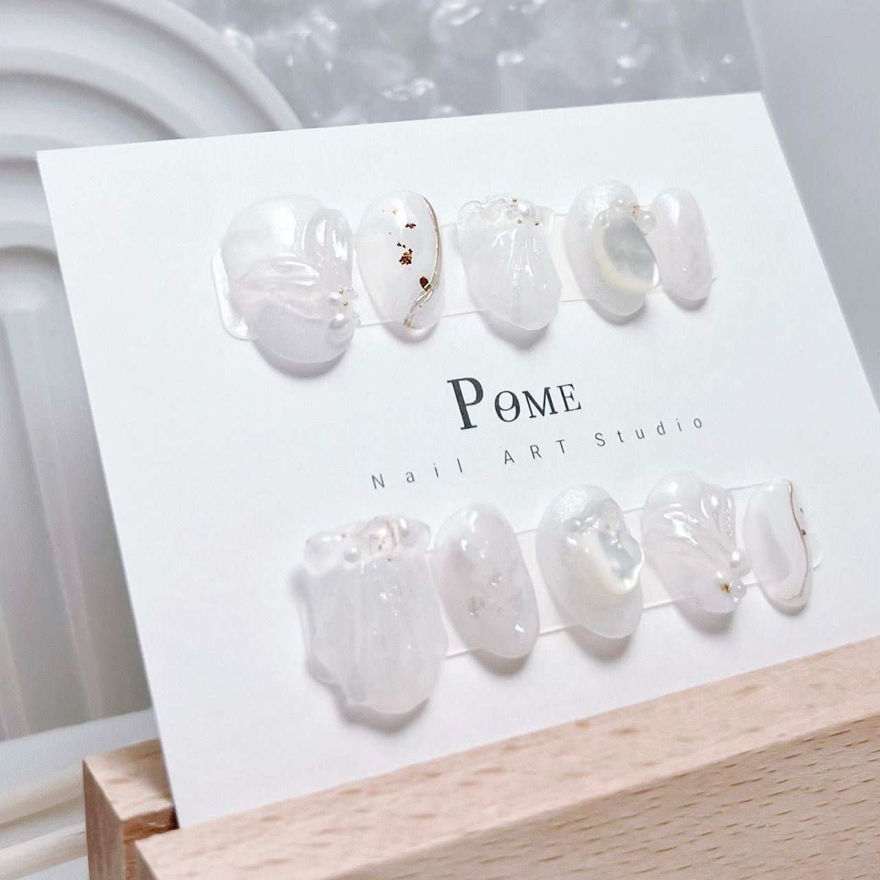 手工穿戴甲。珍珠輕語。設計款美甲