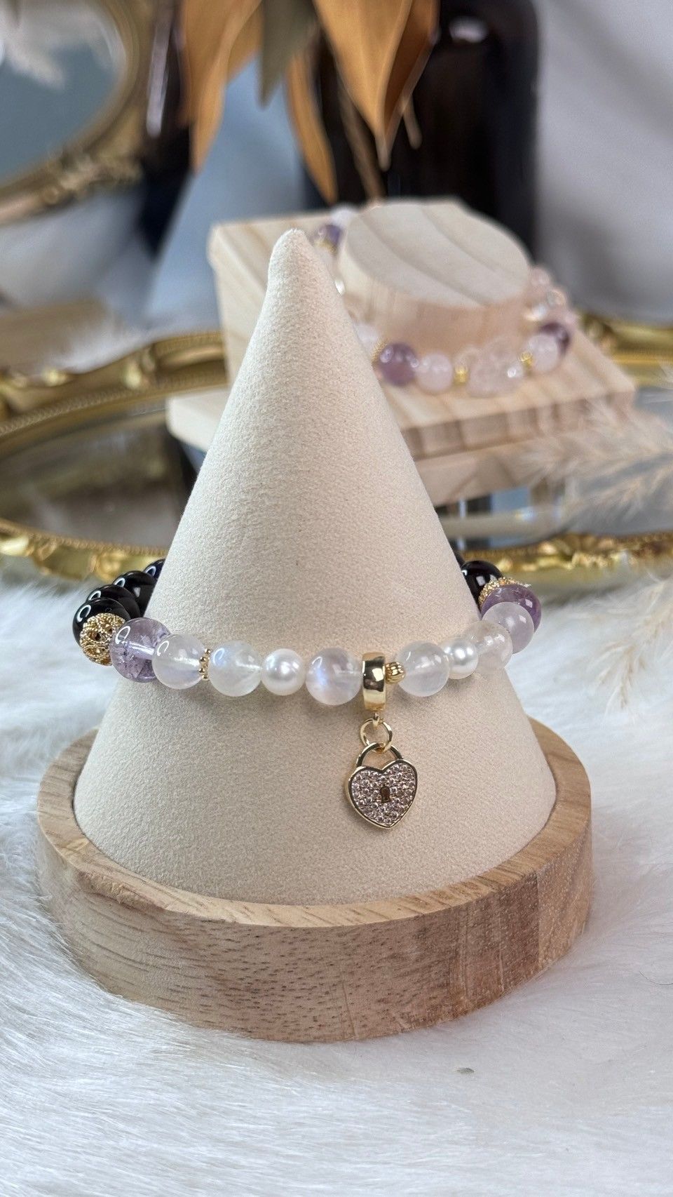 -TAROTJUMP-簡愛．水晶手鍊|平靜心緒 啟動活力|月光石 紫阿賽 紫水晶 石榴石