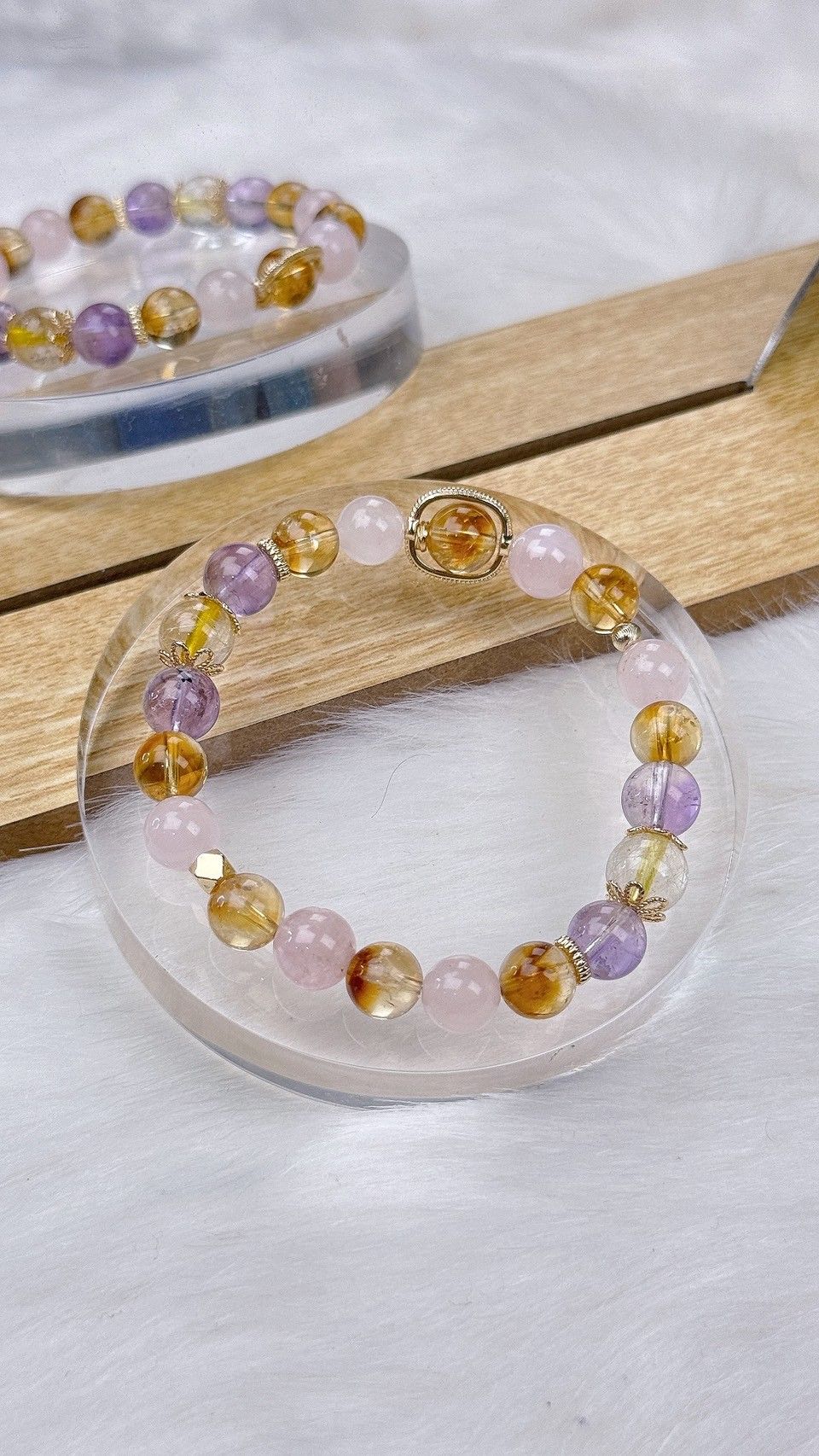 -TAROTJUMP- 舞動人生．水晶手鍊|舒緩煩躁 啟發潛能鍊|金髮晶 粉水晶 黃阿賽 紫阿賽